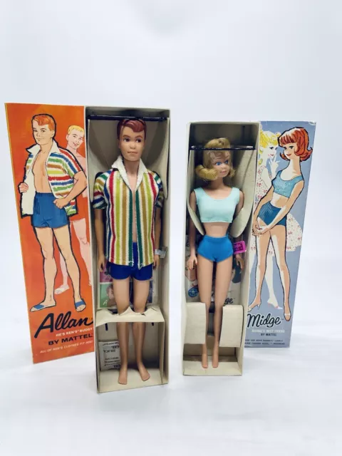 Vintage Barbie 1964, Midge et Allan  Fabriqué en Japon MIB