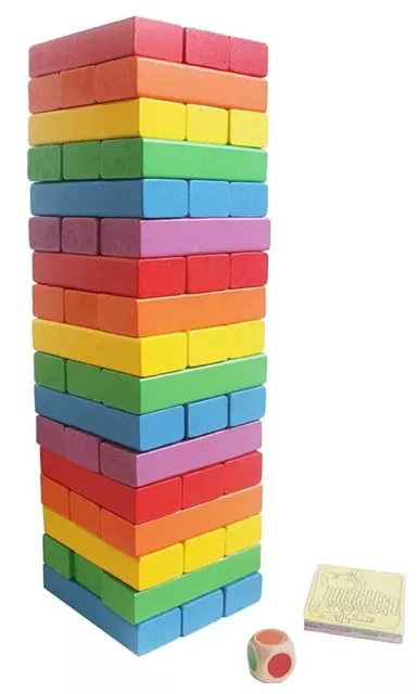 Webby for Adult's Wooden Colorful Building Blocks Educational Game Toy - 48 Pcs