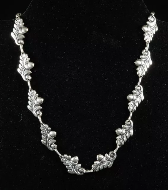 Sterling Silver Oak Leaf & Acorn Design Necklace by Jewelart 15.5g - 15"