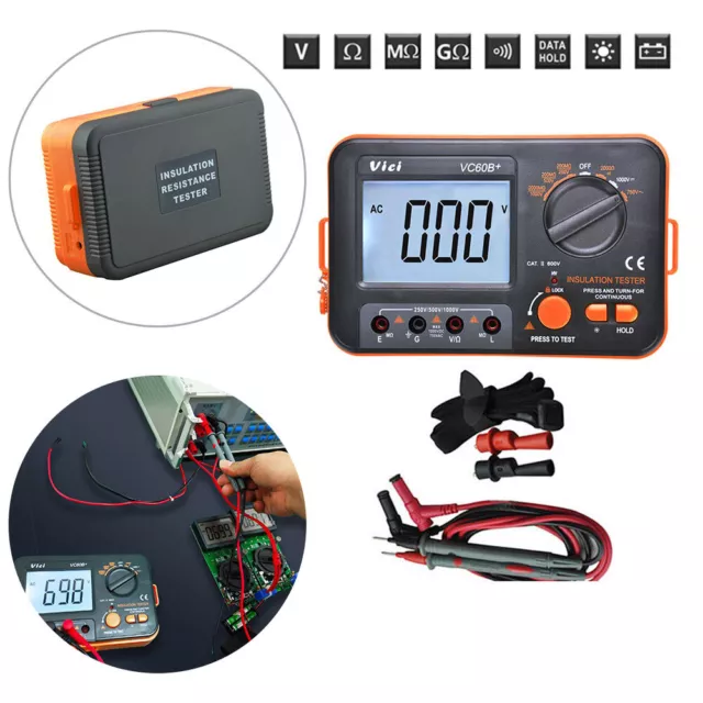 1000V 0.1~ 2000M�� VC60B+ Digital Insulation Resistance Tester Megger Meter Tool