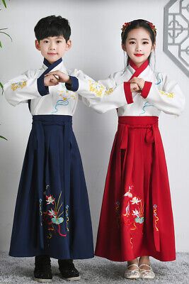 Kids Girl Boy Chinese Ancient  Hanfu Tang Costume Dynasty Princess Cosplay Dress