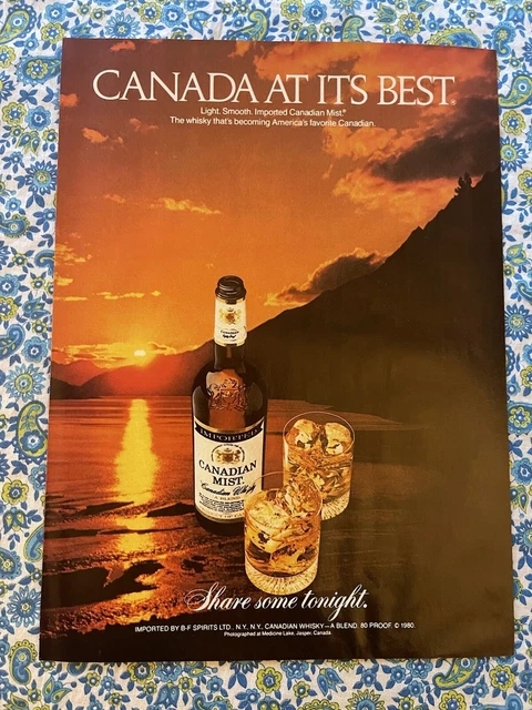 Vintage 1982 Canadian Mist Print Ad Beautiful Golden Sunset