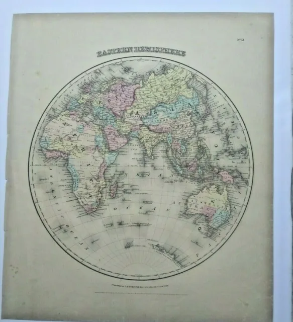 Antique Map Eastern Hemisphere 1856 Colton's Maps 1st edition