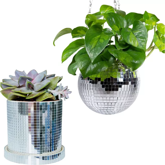 Disco Flower Pot Mirror Vase Ceramic Flower Pot Plant Vase Disco Planter Pots AU