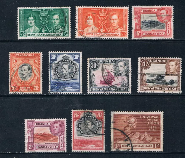 Kenya Uganda Tanganyika 1937-49 small group of ten used stamps as per scan