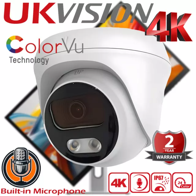 HIKVISION COMPATIBLE 4K 8MP CCTV Camera System With Mic ColorVu At Night Outdoor
