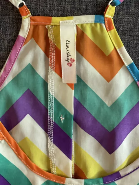 Eunishop Womens Top Size Medium Rainbow Pride Tank Chevron Button Back Racerback 3