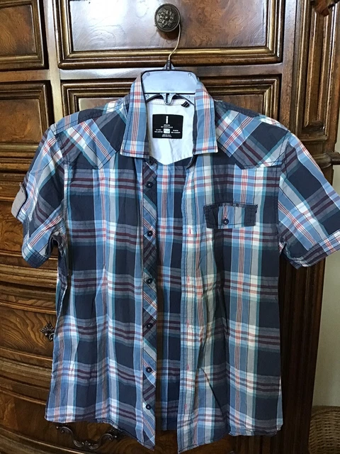 I Jeans By Buffalo Button Up Shirt Mens Medium M Multicolor Plaid Short Sleeve