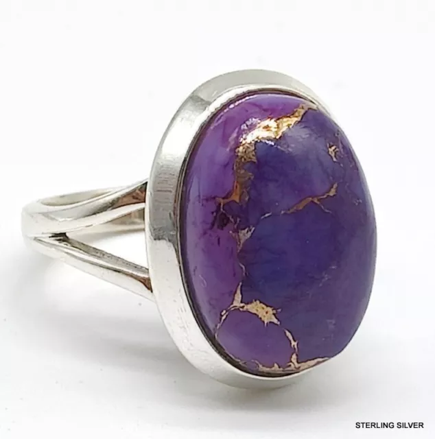 Natural Purple Copper Turquoise 925 Sterling Silver Fine Ring All Size Available