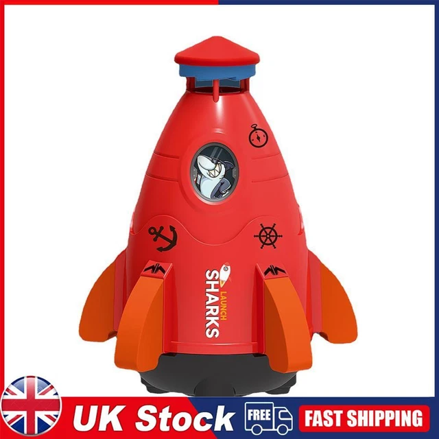 Space Rocket Sprinklers Rotating Water Powered Launcher Summer Fun Toys (Red)