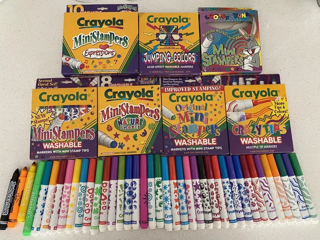 Vintage 90s Crayola Mini Stampers Crazy Tips Markers Rare Movie Prop Dried Out
