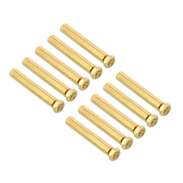 20mm+3mm M2 Standoff Screws 100 Pack Brass Hex PCB Standoffs Nuts Gold Tone