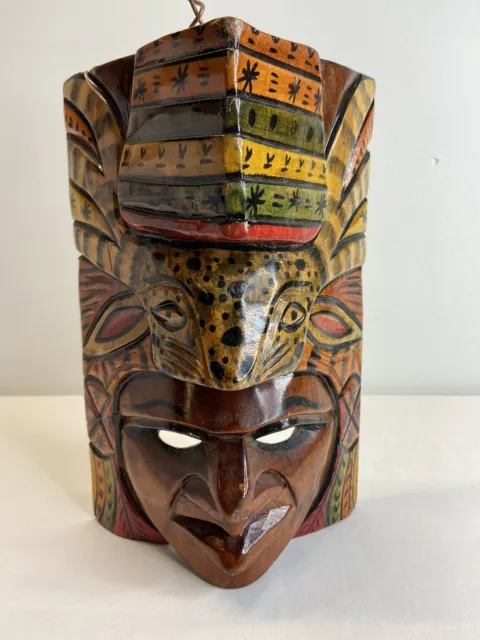 Tribal/Mayan/Aztec Hand Carved Wooden Mask Decorative Art collectible