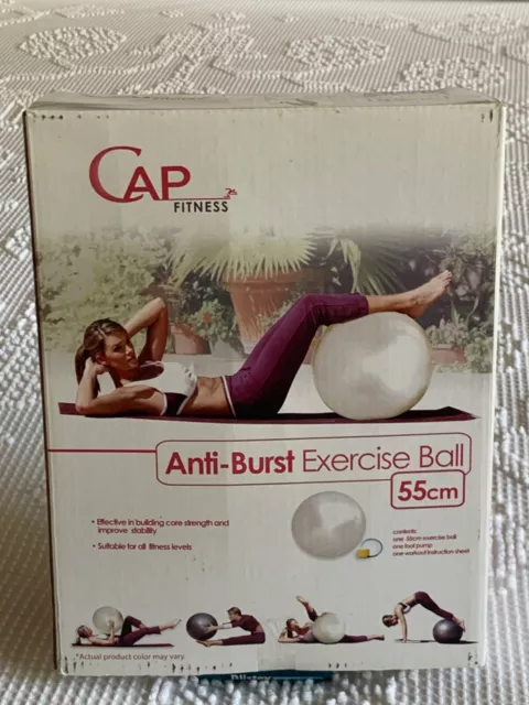 New Cap Fitness Exercise Ball 55cm (21 in) with Foot Pump & Workout Sheet