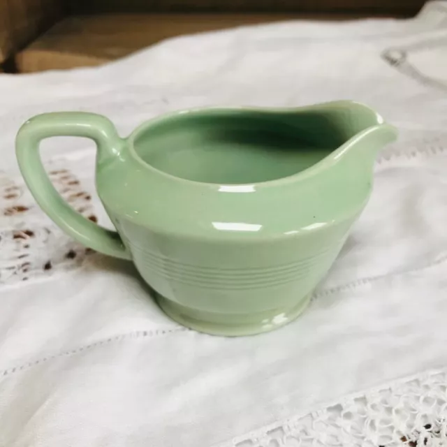 Vintage Wood's Ware Beryl Green Very Small Green Milk Jug Creamer. Chip to Base.