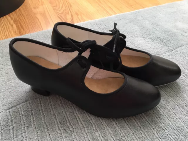 Girls/Ladies Black PU Cuban Heel Tap Dance Shoes Size 5.5 By Katz Dance Wear New