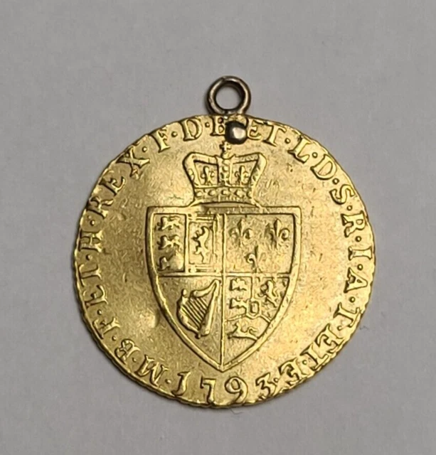 Great Britain 1793 Gold 1/2 Guinea KM 608 Looped for Suspension (Invt1782)