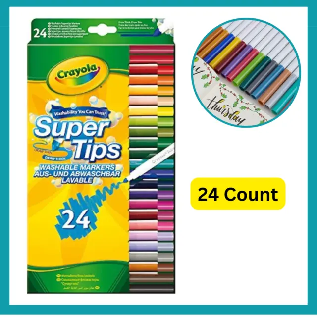 Crayola Washable Markers Supertips 24-Pack Bright Felt Tip Colour Pens