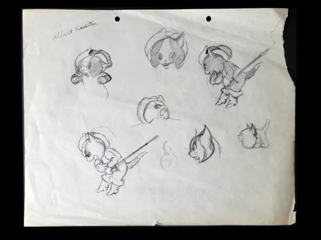 Disney RARE Albert Hurter Original Character Concept Drawing from Robber Kitten.