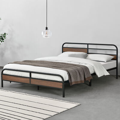 Nero Struttura Letto in Metallo con Testiera e Pediera 180 x 200 cm Letto Matrimoniale King Size en.casa 