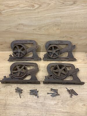 4 Antique IVES Pocket Door Hanger Roller Single Cast Iron Slider  Plate 1886
