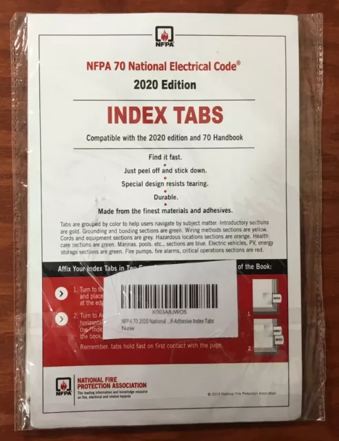NFPA 70 2020 National Electrical Code (NEC) Self-Adhesive Index Tabs Only