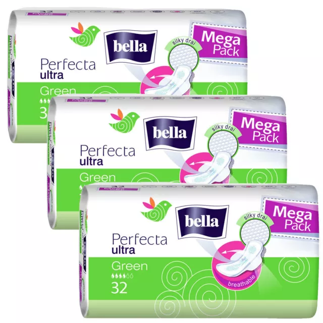 Bella Perfecta Ultra Binden GREEN mit Flügel - Silky drai - 3x32 Stück