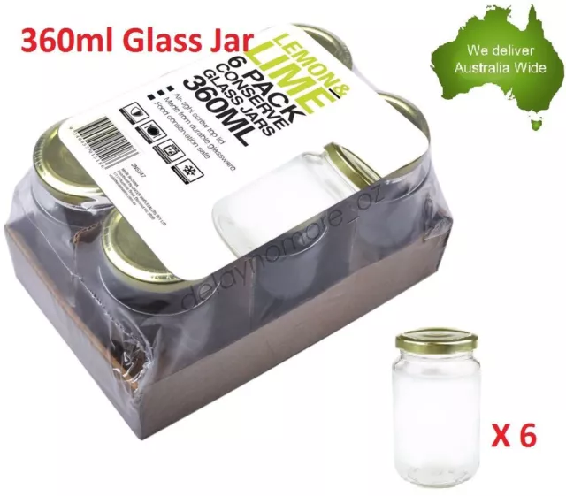 6 x Glass Jam Jar with Top lid 360ml Storage mini wedding party Food Jars VIC