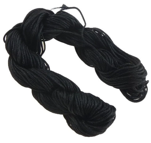 Makramee Garn Nylonfäden Kordel 2mm Schnur Shamballa Band Schmuck Schwarz C71