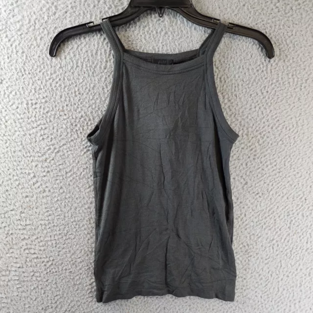 ATM Anthony Thomas Melillo Rib High Neck Tank Top Women's M Coal Sleeveless