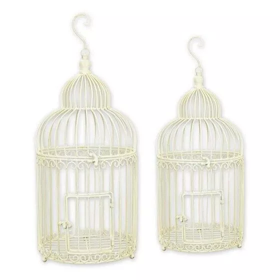 Vogelkäfig WHITE IRON BIRDCAGES 66/56cm hoch weiß Metall Dekoration Set EJA0450