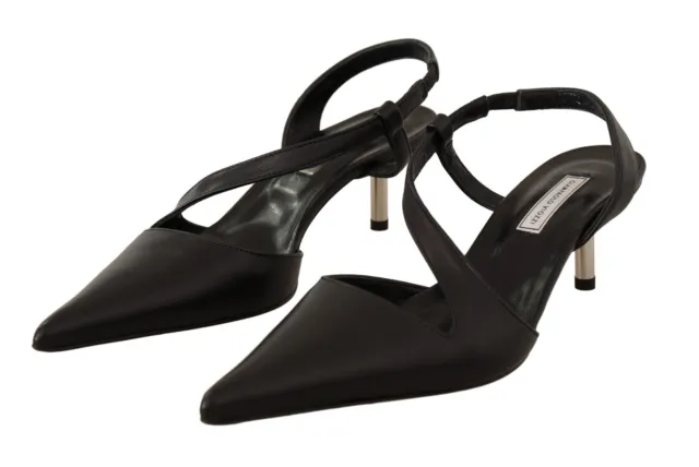 GIAMPAOLO VIOZZI SHOES Black Leather Slingback Heels Sandals EU36 / US5 ...