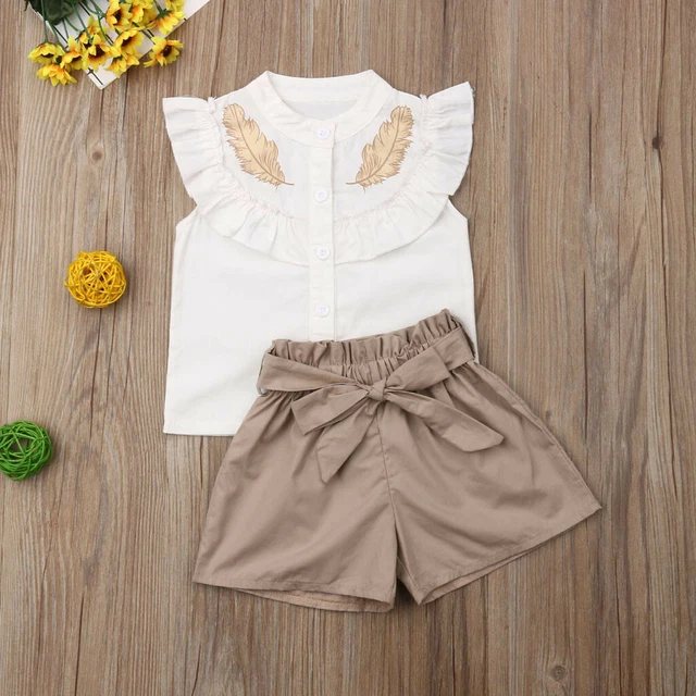 T-shirt bambina Regno Unito top + pantaloni corti abiti bambini set abiti estivi 9