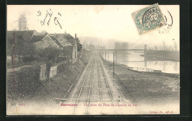 CPA Dormans, Vue prise du Pont du Chemin de Fer 1905