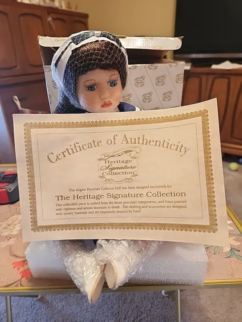 Heritage Signature Collection Sailor Doll w/ Teddy Bear & Sailboat W/BOX & COA