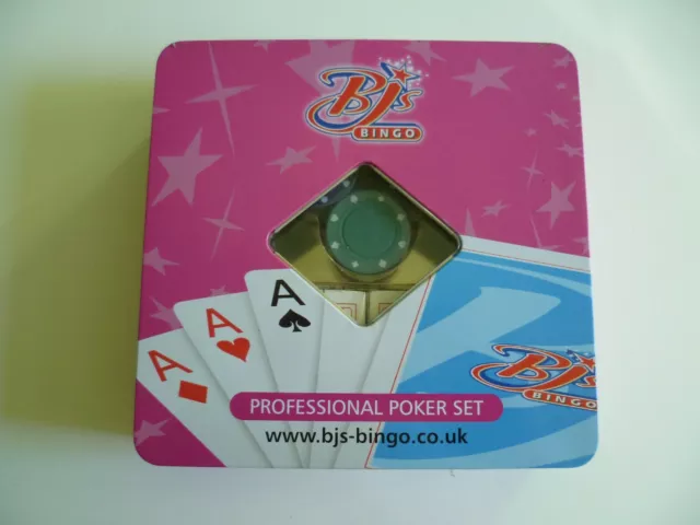 BJ'S Bingo Proffesional Poker Set in Tin Unopened **Great Gift**