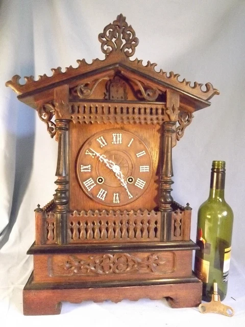 19C LARGE ANTIQUE Black Forest Two Train Fusee Cuckoo Clock C1880 ...