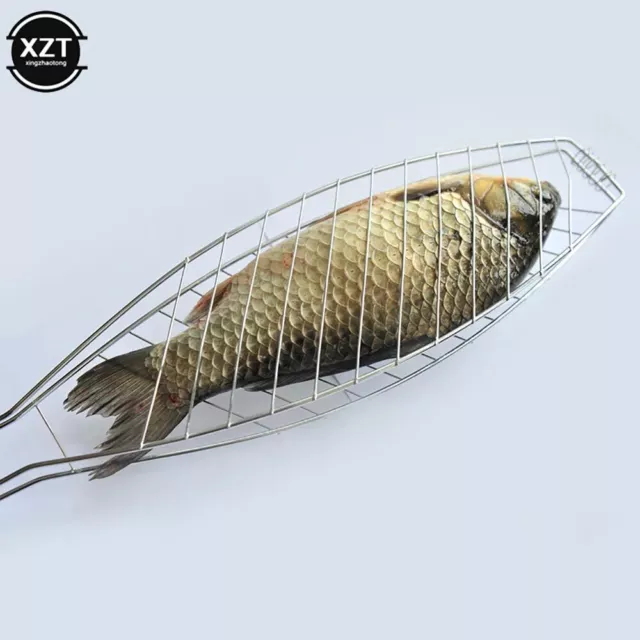 Cesta a la parrilla de pescado verduras con mango plegable