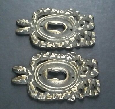 2 Vintage Antique Style Ornate French Eschutcheons Key Hole Covers 2 1/2" #E13 2
