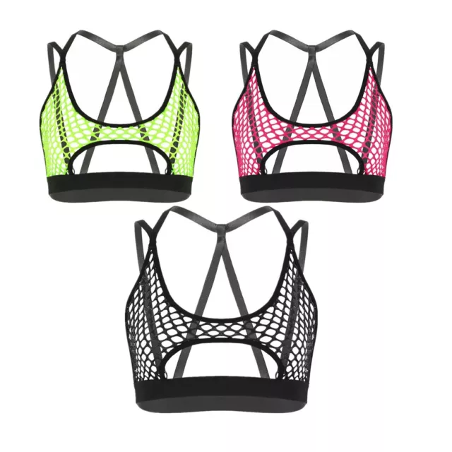 Soutien-gorge pour femmes soutien-gorge réservoir top gilet filet transparent crop tops haut court 2