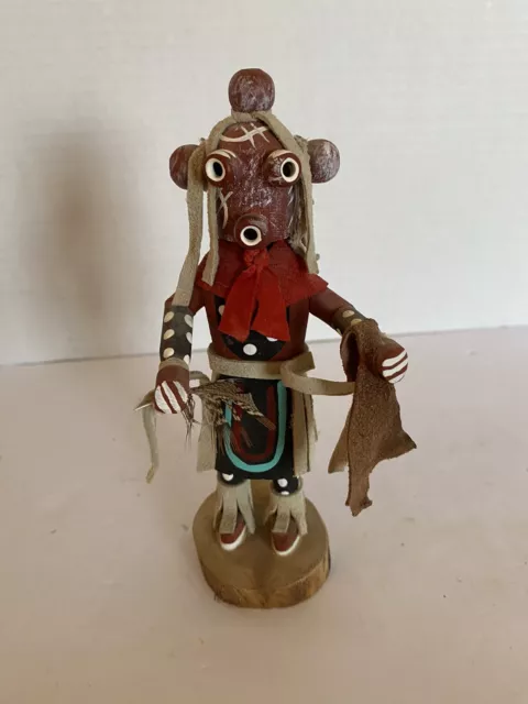 Kachina Doll “Mudhead” 1997 Signed By CC. 6.5” Tall.