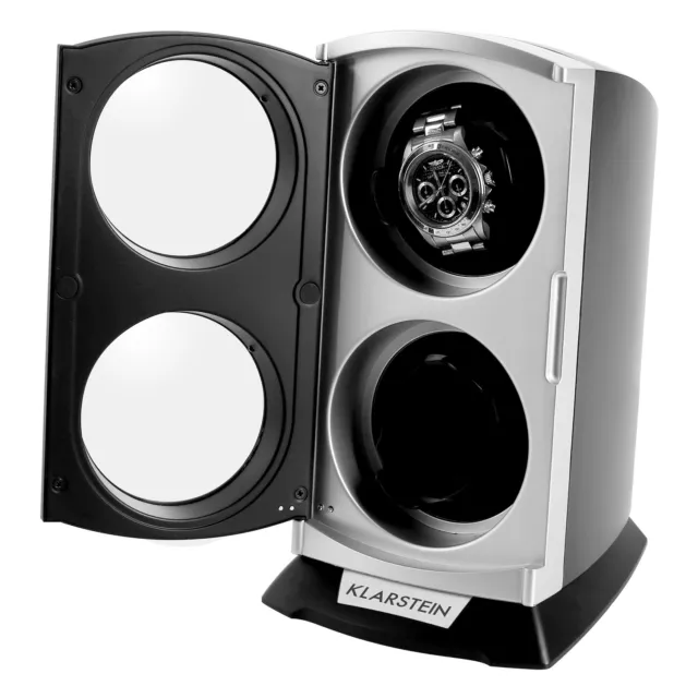 Uhrenbeweger 2 Uhren Display Vitrine Aufsteller Box Led Vertikal Watch Winder 3