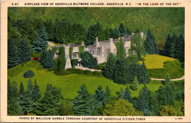 Asheville North Carolina Postcard Asheville Biltmore College Aerial View SP