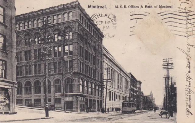 Antique postcard CANADA QUEBEC MONTREAL bank of montreal screen 1907