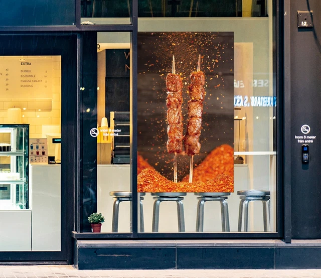 Kebab Window 3D GRILL KEBAB Shop BBQ O1599 Window Stickers Vinyl Wallpaper Wall ...