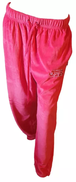 Pantalone Tuta Donna Sportiva Tempo Libero Velluto Liscio Rosso JUST FOR COOL XS