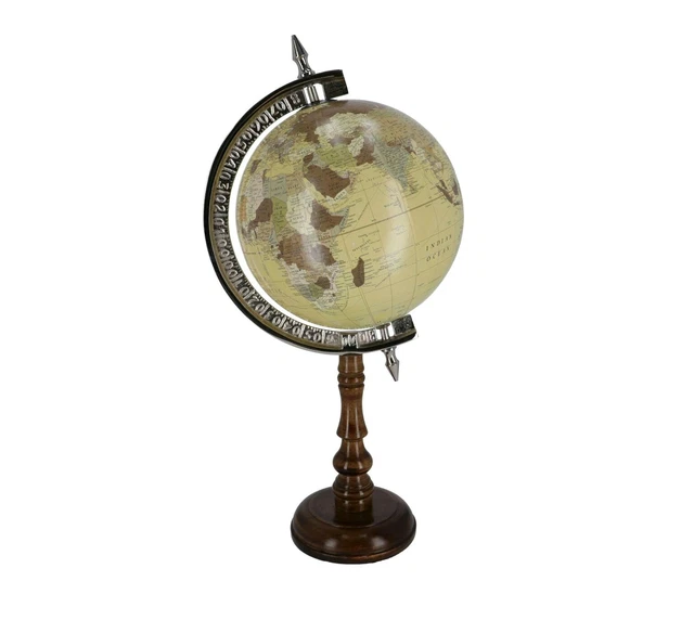 Globe Terrestre Politique 27 Cm – Carte Mondiale Sur Base Bois – Déco Adulte