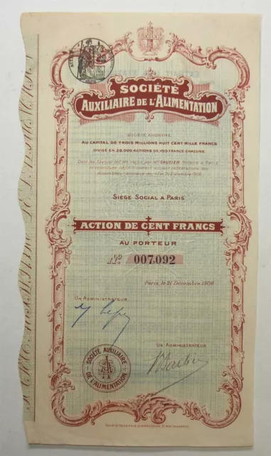 Action ancienne :Sté auxiliaire de l alimentation ( 743  )