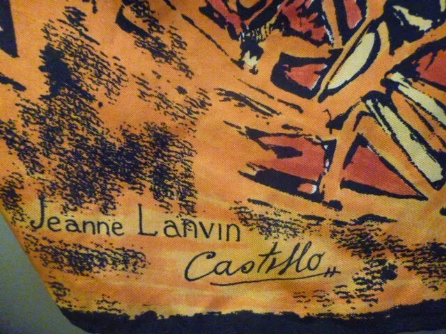Foulard soie Vintage jeanne Lanvin - Castillo - Années 1950 - 74x79cm 3