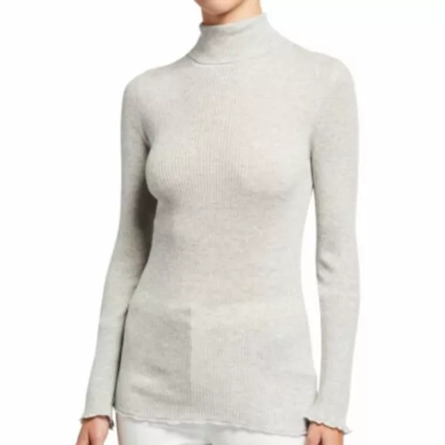 Vince Gray Ribbed Turtleneck Cashmere Blend Pullover Top Sweater Size Large